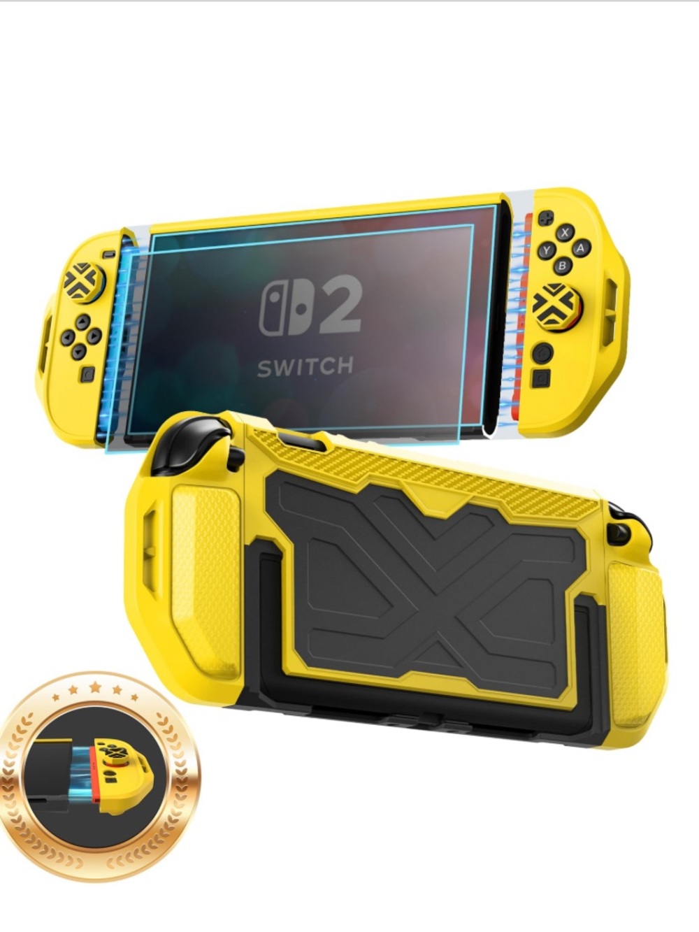 Dockable Switch 2 Grip Case 3pc. Set Military Protection Yellow/Black